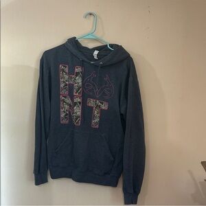 Jerzees Dark Gray Hoodie with Camouflage Accents